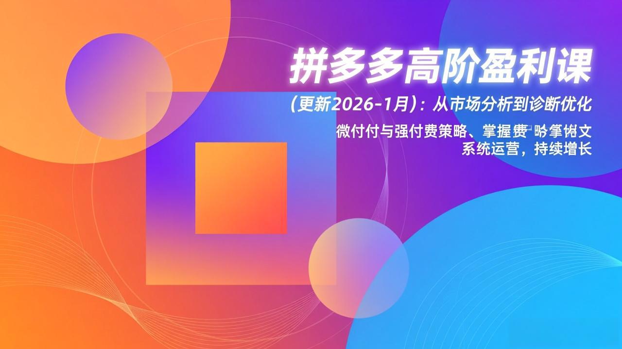 拼多多高阶盈利课(更新2026-1月-九九网创