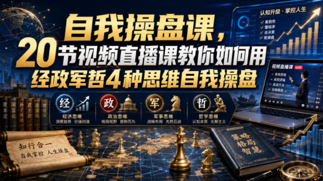 【无水印】自我操盘课，20节视频直播课教你如何用经政军哲4种思维自我操盘（更新0924）-九九网创