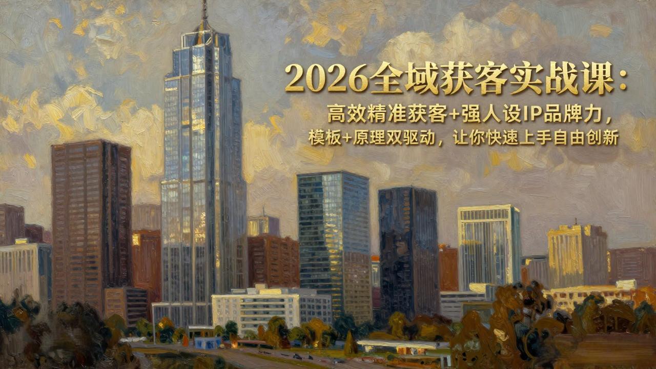 2026全域获客实战课：高效精准获客+强人设IP品牌力，模板+原理双驱动，让你快速上手自由创新-九九网创