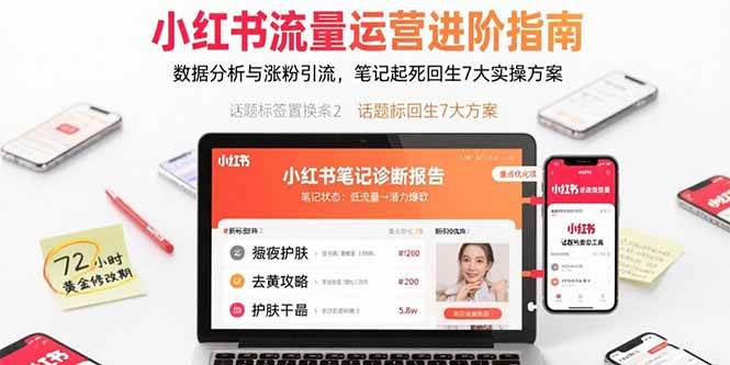 （15827期）小红书流量运营进阶指南，数据分析与涨粉引流，笔记起死回生7大实操方案-九九网创