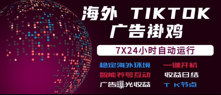海外TikTok挂G流量变现，7X24自动运行，广告曝光收益，收益日结【揭秘】-九九网创