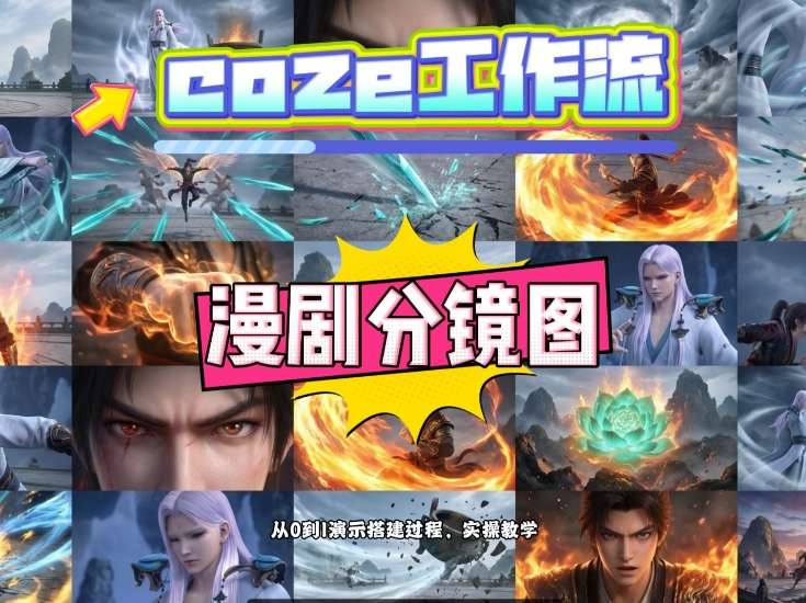 通过Coze工作流，制作《动漫分镜图》，两分钟制作完成25宫格分镜图，从0到1演示搭建过程，实操教学-九九网创