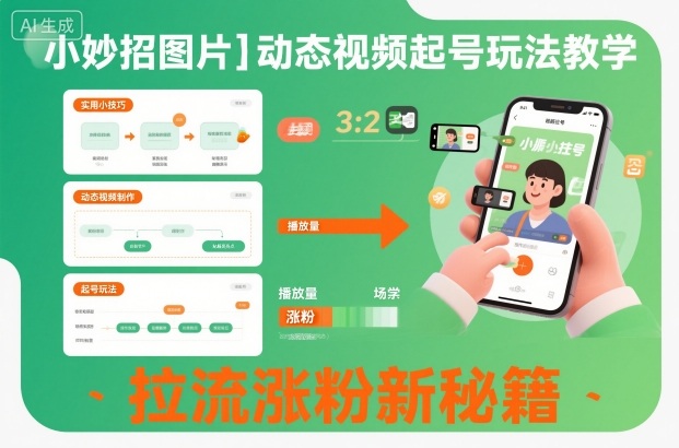 小妙招图片＋动态视频起号玩法教学，拉流涨粉新秘籍-九九网创