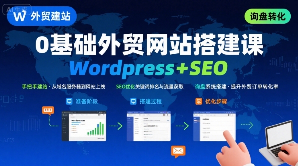 WordPress外贸建站+SEO优化课程，手把手教你从0到1搭建可获得询盘的外贸网站-九九网创