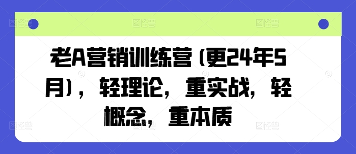 老A营销训练营(更25年10月),轻理论,重实战,轻概念,重本质-九九网创
