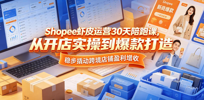 Shopee虾皮运营30天陪跑课,从开店实操到爆款打造,稳步撬动跨境店铺盈利增收-九九网创