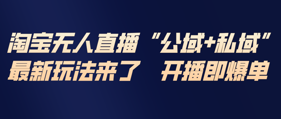 淘宝无人直播最新玩法，包含私域和公域两种玩法-九九网创