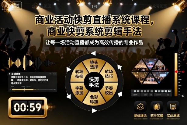 商业活动快剪直播系统课程，商业快剪系统剪辑手法-九九网创