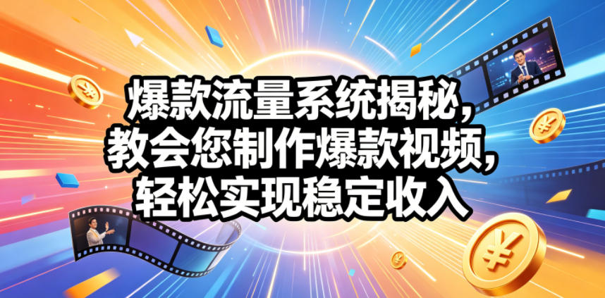 爆款流量系统揭秘，教会您制作爆款视频，轻松实现稳定收入【原创双语字幕】-九九网创