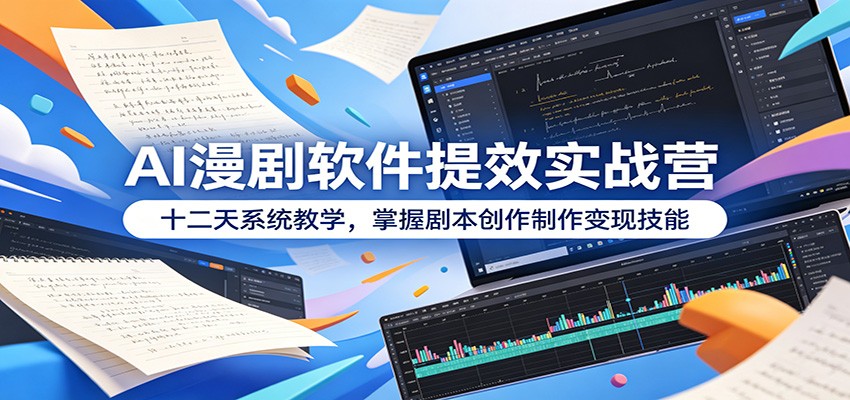 AI漫剧软件提效实战营：十二天系统教学，掌握剧本创作制作变现技能-九九网创
