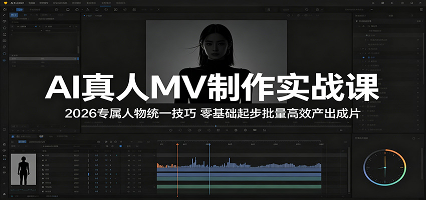 AI真人MV制作实战课：2026专属人物统一技巧，零基础起步批量高效产出成片-九九网创