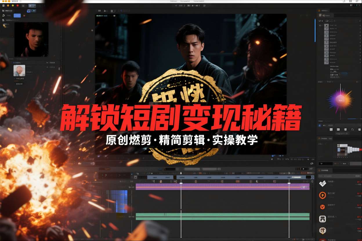 短剧拉新之原创燃剪精简剪辑实操课，解锁短剧变现秘籍-九九网创