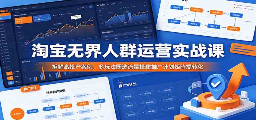 淘宝无界人群运营实战课：拆解高投产案例，多玩法圈选流量搭建推广计划矩阵提转化-九九网创