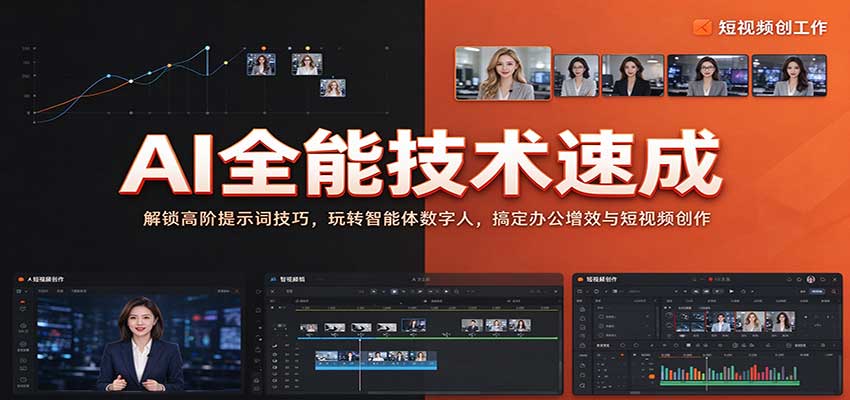 AI全能技术速成:解锁高阶提示词技巧,玩转智能体数字人,搞定办公增效与短视频创作-九九网创