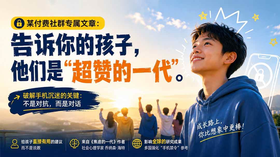（20222期）某付费社群专属文章：告诉你的孩子，他们是“超赞的一代”。-九九网创
