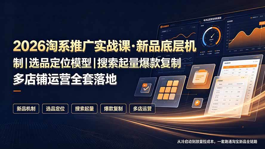 （19272期）2026淘系推广实战课·新品底层机制｜选品定位模型｜搜索起量爆款复制多店铺运营全套落地教程-九九网创