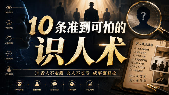 付费文章：10条准到可怕的识人术-九九网创