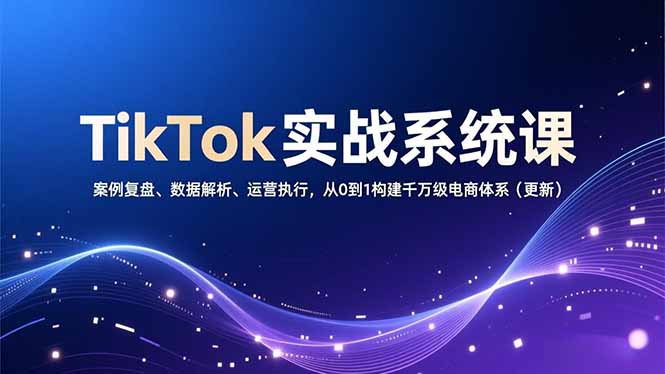 TikTok实战系统课，案例复盘、数据解析、运营执行，从0到1构建千万级电商体系(更新-九九网创