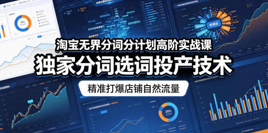 淘宝无界分词分计划高阶实战课,独家分词选词投产技术,精准打爆店铺自然流量-九九网创