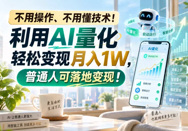 不用操作、不用懂技术！利用AI量化轻松变现月入1W，普通人可落地变现！【揭秘】-九九网创