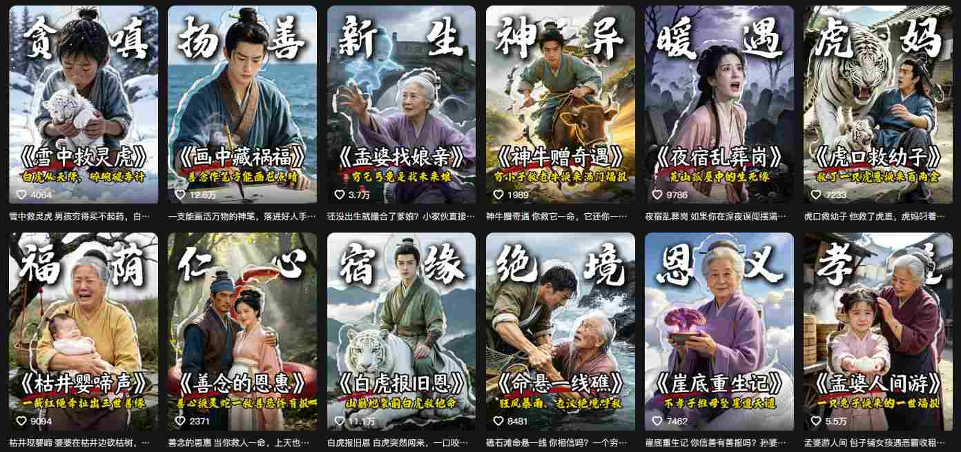抖音67W粉丝博主的AI民间故事教学，从起号、文案、剪辑到多平台变现全流程，伙伴分成计划接广告等多种收益，月入1W+-九九网创