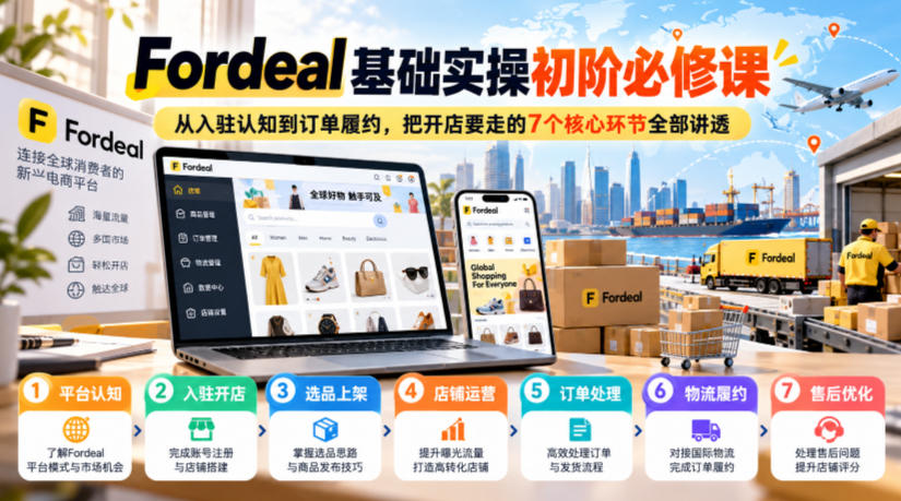 Fordeal基础实操初阶必修课，从入驻认知到订单履约，把开店要走的7个核心环节全部讲透-九九网创