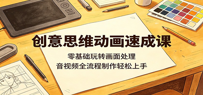 创意思维动画速成课：零基础玩转画面处理，音视频全流程制作轻松上手-九九网创