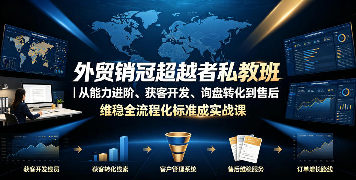 外贸销冠超越者私教班｜从能力进阶、获客开发、询盘转化到售后维稳全流程标准化成交实战课-九九网创