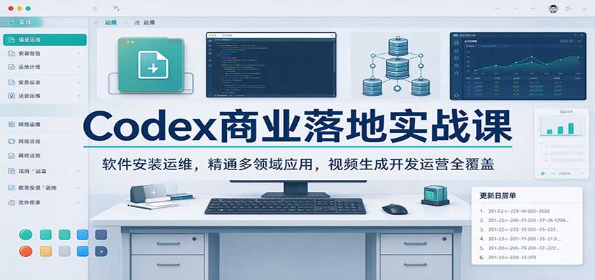 Codex商业落地实战课:软件安装运维,精通多领域应用,视频生成开发运营全覆盖-九九网创