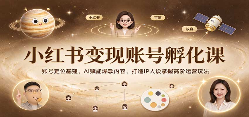 小红书变现账号孵化课：账号定位基建，AI赋能爆款内容，打造IP人设掌握高阶运营玩法-九九网创
