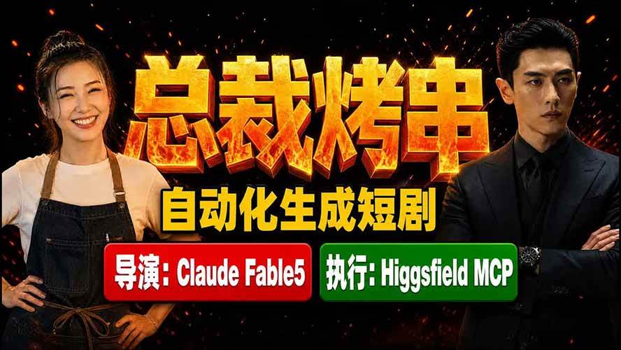 （19541期）《总裁烤串》真人短剧全自动诞生！Claude Fable5 当导演，Higgsfield MCP 执行！-九九网创