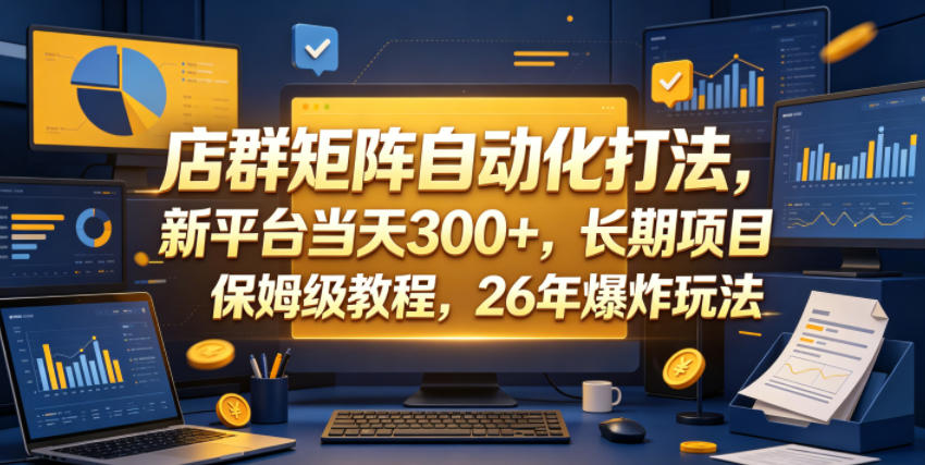 店群矩阵自动化打法，新平台当天300+，长期项目，保姆级教程，26年爆炸玩法【揭秘】-九九网创
