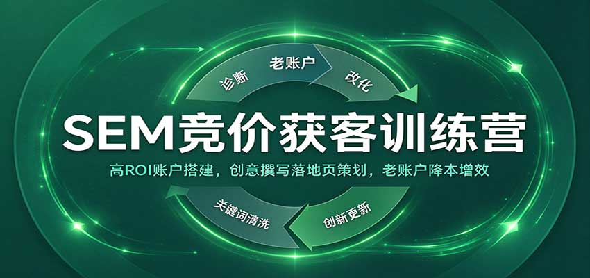 SEM竞价获客训练营：高ROI账户搭建，创意撰写落地页策划，老账户降本增效-九九网创