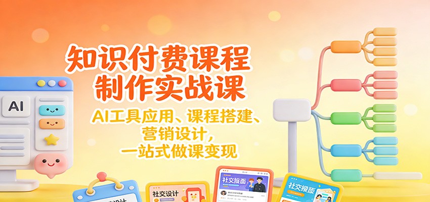 知识付费课程制作实战课：AI工具应用 、课程搭建、营销设计，一站式做课变现-九九网创