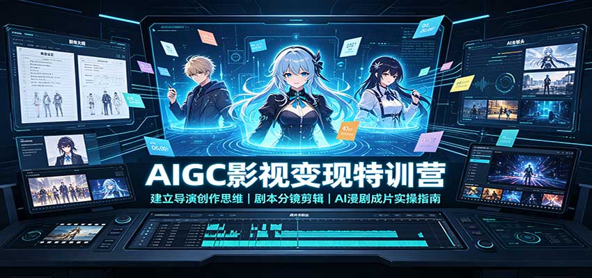 AIGC影视变现特训营：建立导演创作思维，剧本分镜剪辑，AI漫剧成片实操指南-九九网创