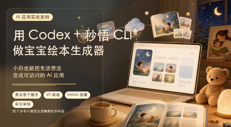 AI应用实战案例，用Codex+秒悟CLl做宝宝绘本生成器，小白也能把生活想法变成可访问的AI应用-九九网创
