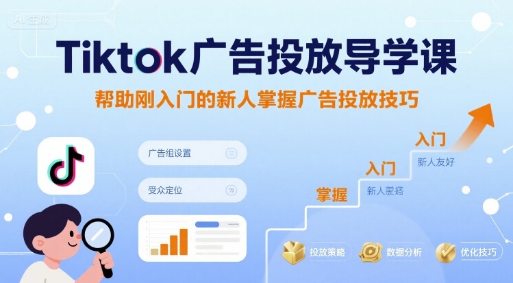 Tiktok广告投放导学课，帮助刚入门的新人掌握广告投放技巧-九九网创