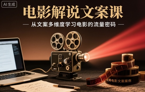 电影解说文案课，从文案多维度学习电影的流量密码-九九网创