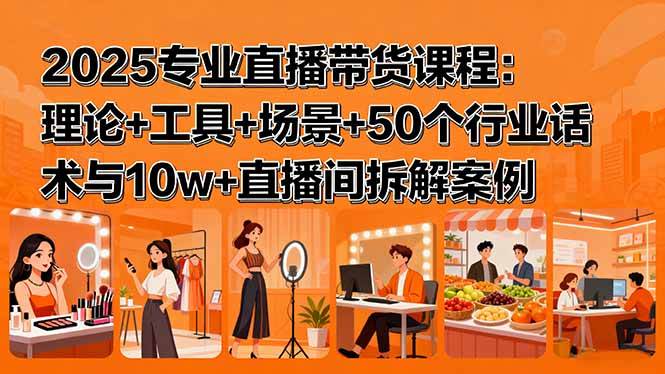 （15988期）2025专业直播带货课程：理论+工具+场景+50个行业话术与10w+直播间拆解案例-九九网创