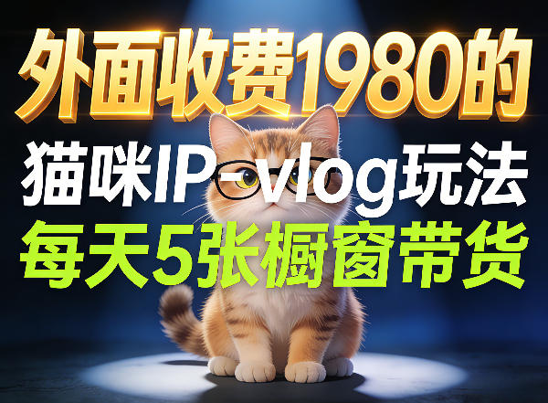 宠物赛道猫咪IP-vlog玩法，26条视频涨粉29W，每天5张橱窗带货拆解-九九网创