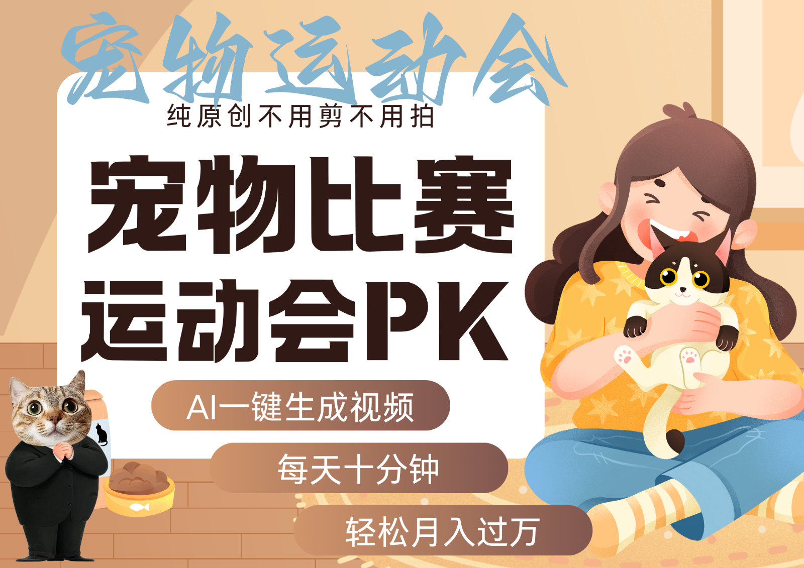 AI萌宠运动员跳水 射击 篮球 足球比赛 每天十分钟 附详细提示词文案库 代替做…-九九网创