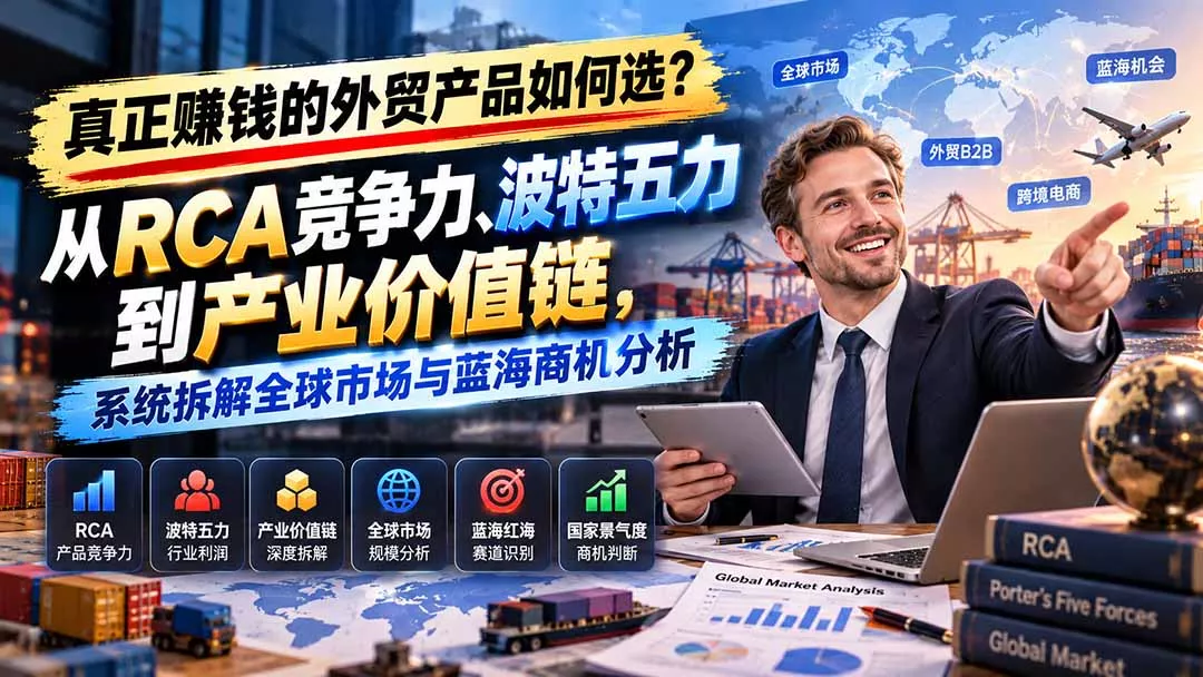 真正赚钱的外贸B2B产品如何选？从RCA竞争力、波特五力到产业价值链，系统拆解全球市场与蓝海商机分析-九九网创