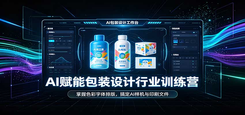 AI赋能包装设计行业训练营:掌握色彩字体排版,搞定AI样机与印刷文件-九九网创