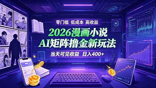 （19219期）爆款小说漫画大阅读 ai矩阵操作 当天可见收益 日入400+ 零门槛 高收益-九九网创