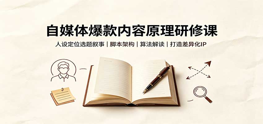 自媒体爆款内容原理研修课：人设定位选题叙事，脚本架构，算法解读打造差异化IP-九九网创