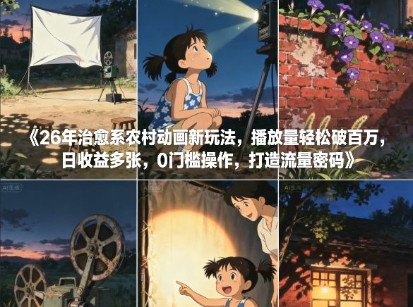 26年治愈系农村动画新玩法,播放量轻松破百万,日收益多张,0门槛操作,打造流量密码 26年治愈系农村动画新玩法,播放量轻松破百万,日收益多张,0门槛操作,打造流量密码