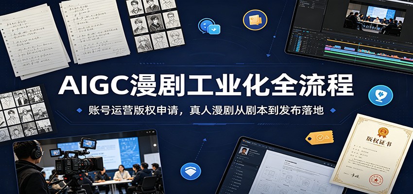 AIGC漫剧工业化全流程：账号运营版权申请，真人漫剧从剧本到发布落地-九九网创