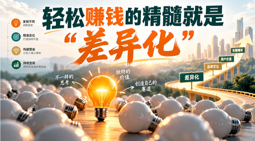某公众号付费文章：轻松賺钱的精髓就是“差异化”-九九网创
