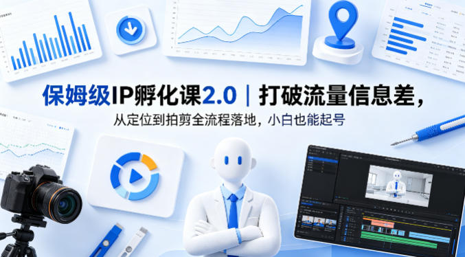 保姆级IP孵化课2.0｜打破流量信息差，从定位到拍剪全流程落地，小白也能起号-九九网创