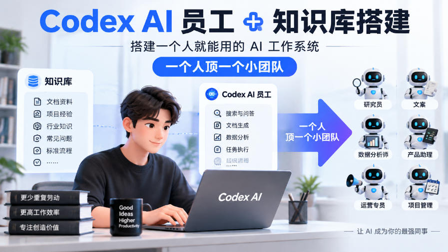 Codex AI员工+知识库搭建，搭建一个人就能用的AI工作系统，一个人顶一个小团队-九九网创